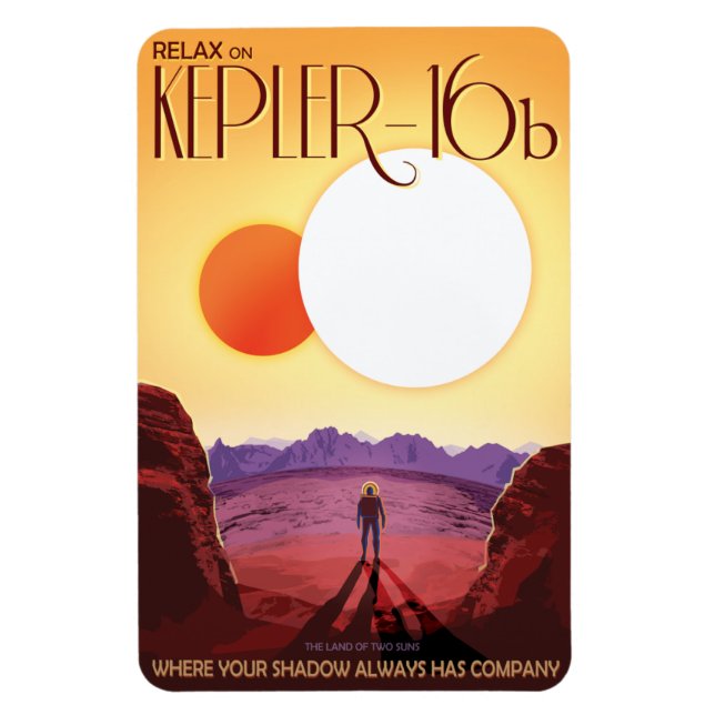 Magnet Flexible Annonce de voyage Sci-Fi, Planet Kepler-16b (Vertical)