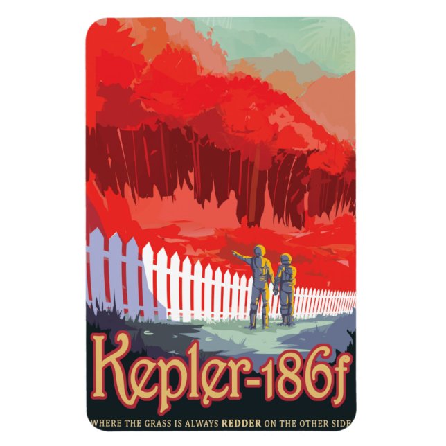 Magnet Flexible Annonce de voyage Sci-Fi, Planet Kepler-186f (Vertical)