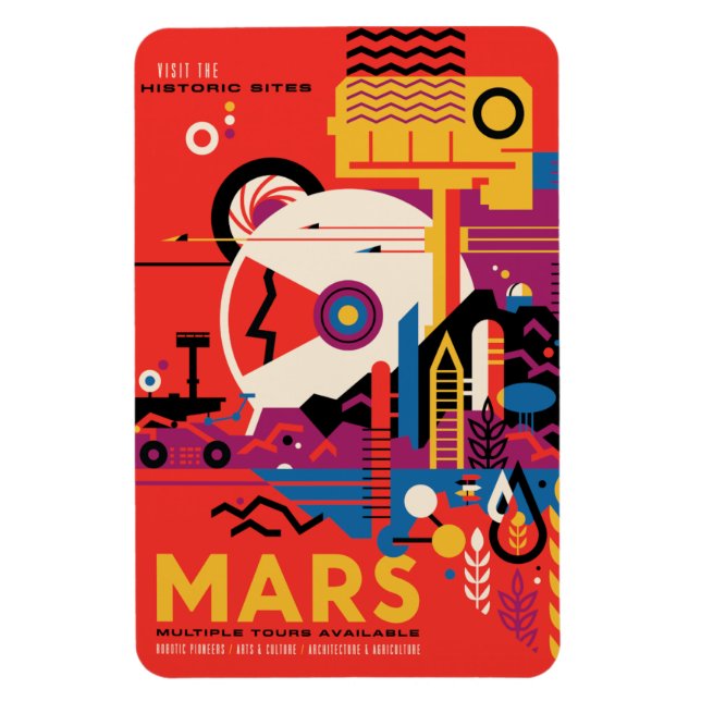 Magnet Flexible Annonce de voyage Sci-Fi, Planète Mars (Vertical)