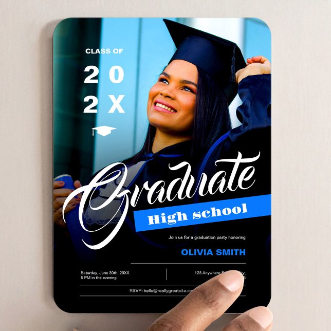 Magnet Flexible Annonce photo de la fête de fin d'études secondair (Photo High School Graduation Announcement Magnet, Class of 2026, Graduation Gift)