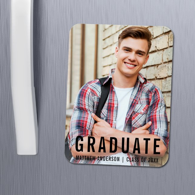 Magnet Flexible Annonce photo de remise de diplômes moderne cool (Customize to change text size or text style.)