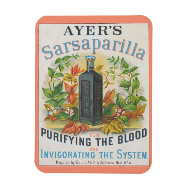 Magnet Flexible Annonce Vintage Pour la Sarsaparilla d'Ayer. (Vertical)