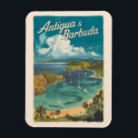 Magnet Flexible Antigua-et-Barbuda Art de voyage peint Vintage<br><div class="desc">Art vectoriel d'Antigua et Barbuda. Antigua-et-Barbuda,  paradis des îles jumelles des Caraïbes,  est connue pour ses plages de sable blanc immaculées,  ses eaux cristallines et sa riche histoire maritime.</div>