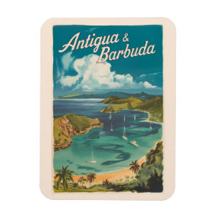 Magnet Flexible Antigua-et-Barbuda Art de voyage peint Vintage