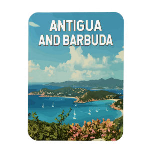 Magnet Flexible Antigua-et-Barbuda Illustration Voyage Art Retro