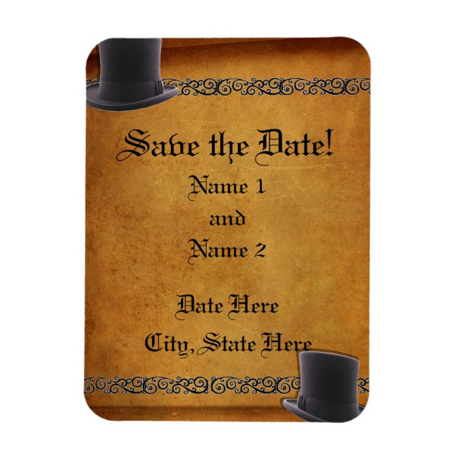 Magnet Flexible Antique Gay Mariage Personnalisé Save the Date Mag (Vertical)