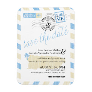 Magnet Flexible Antique Porto Rico Airmail Enregistrer la date