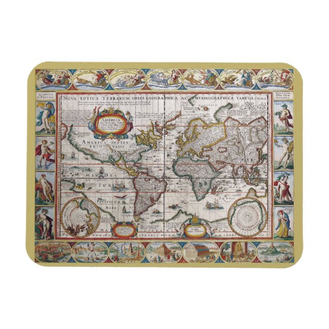Magnet Flexible Antique World Map aimant (Horizontal)