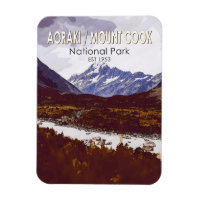 Aoraki Mount Cook National Park New Zealand Retro