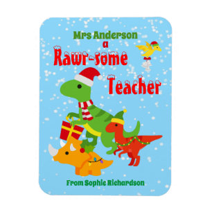 Magnet Flexible Appréciation de l'enseignant de Noël Enfants Dinos