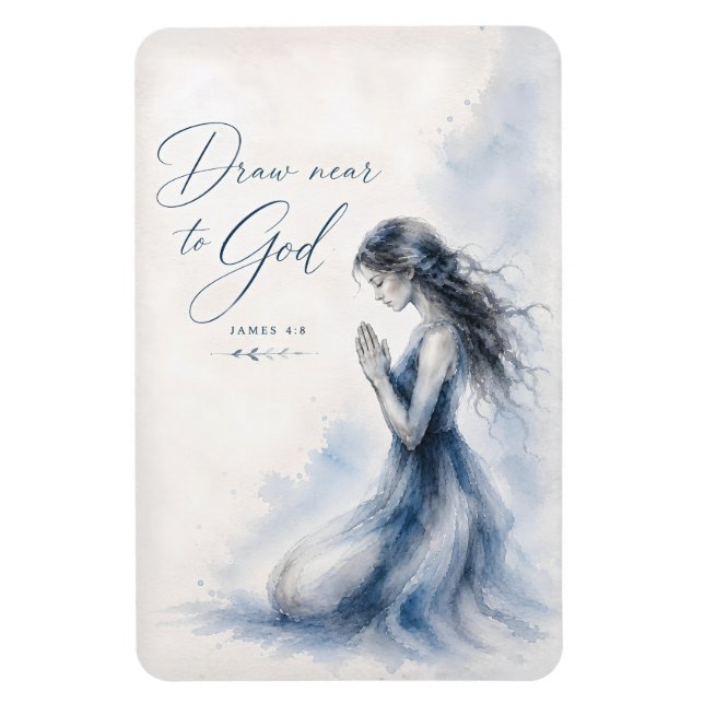 Magnet Flexible Approchez-vous de Dieu Jacques 4:8 Aquarelle chrét (Vertical)