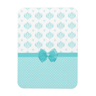 Magnet Flexible Aqua Blue Damask With Turquoise Ribbon