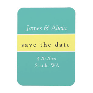 Magnet Flexible Aqua et Jaune modernes sauvez la date