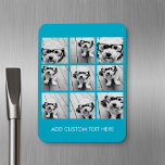 Magnet Flexible Aqua Instagram Photo Collage avec 9 photos carrés<br><div class="desc">Utilisez vos photos sans cadres pour créer votre propre oeuvre d'art ! Ajoutez vos photos et instantanés préférés à cette bande pour un garde-mémoire amusant. Une façon artistique d'afficher vos meilleures photos de partage.</div>