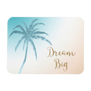 Magnet Flexible Aqua Peach White Palm Tree Gold Dream