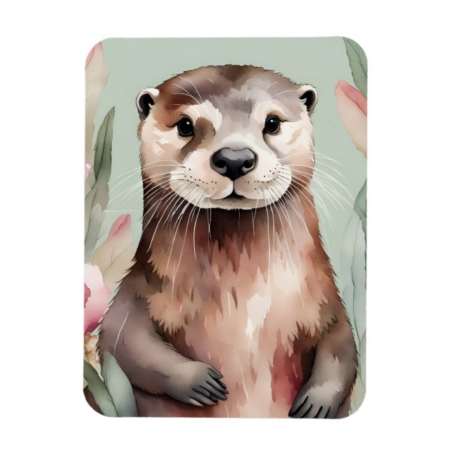 Magnet Flexible Aquarelle adorable Otter Boho (Vertical)