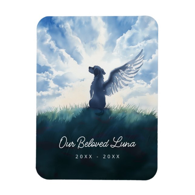 Magnet Flexible Aquarelle Angel Chien Condolence Sympathie (Vertical)