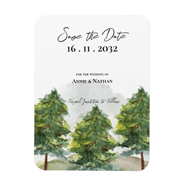Magnet Flexible Aquarelle Arbres Paysage Mariage Enregistrer la da (Vertical)