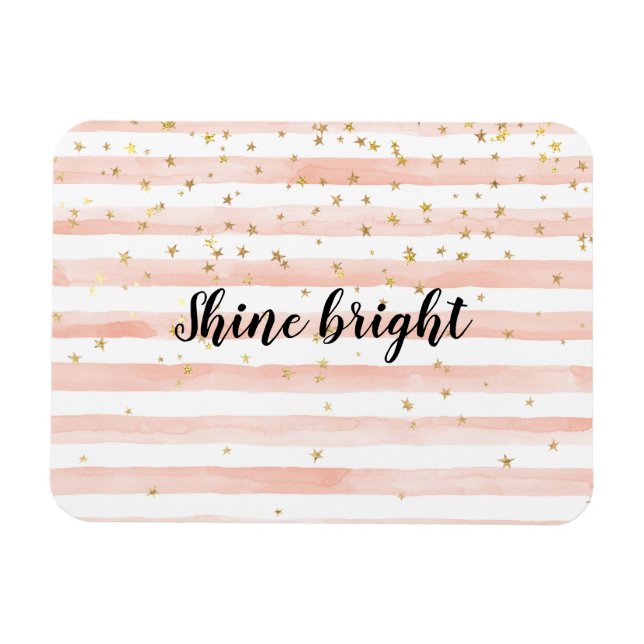 Magnet Flexible Aquarelle Blush Stripes Gold Stars (Horizontal)