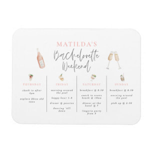 Magnet Flexible Aquarelle boissons bachelorette week-end itinérair