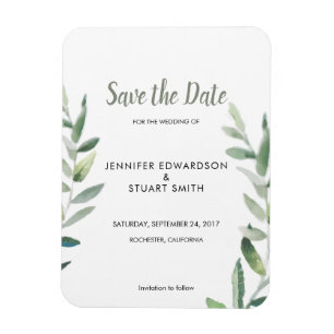 Magnet Flexible Aquarelle botanique feuilles d'olive Save the Date