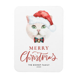 Magnet Flexible Aquarelle British Shorthair Cat Père Noël Noël