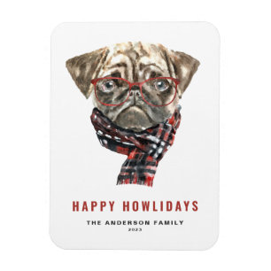 Magnet Flexible Aquarelle Carlin de Noël Joyeux Howlidays