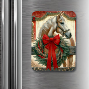 Magnet Flexible Aquarelle Cheval et Ferme Festive Noël