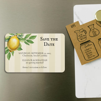 Magnet Flexible Aquarelle Citron Jaune Citrus Russe Mariage