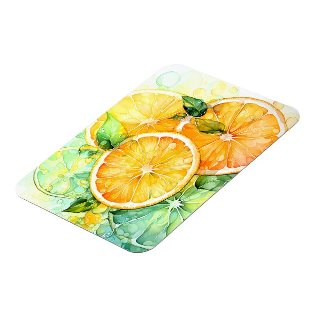 Magnet Flexible Aquarelle Citron Orange Citron Vert Cuisine Botani (Côté Gauche)