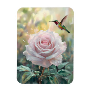 Magnet Flexible Aquarelle Colibri et Rose Rose Flexible