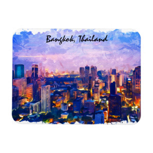 Magnet Flexible Aquarelle colorée Bangkok Thaïlande Cityscape