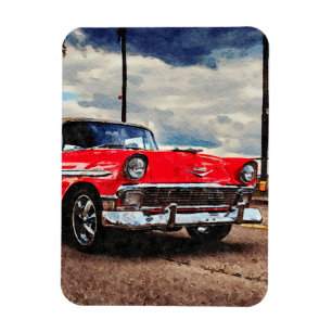 Magnet Flexible Aquarelle de Chevrolet Bel Air 1956