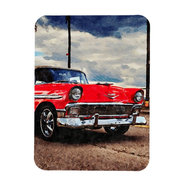 Magnet Flexible Aquarelle de Chevrolet Bel Air 1956 (Vertical)