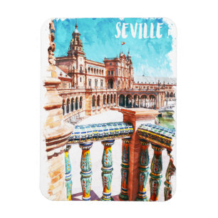 Magnet Flexible Aquarelle de l'architecture de Sevilla Espagne