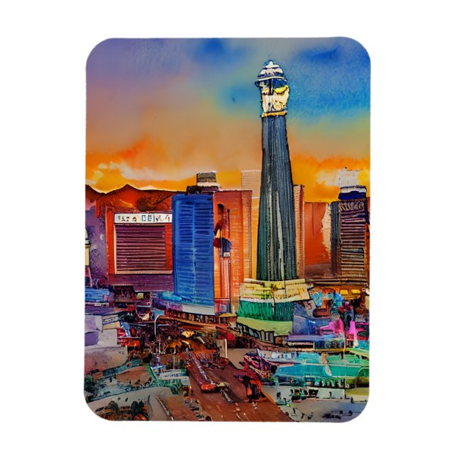 Magnet Flexible Aquarelle de Las Vegas Skyline (Vertical)