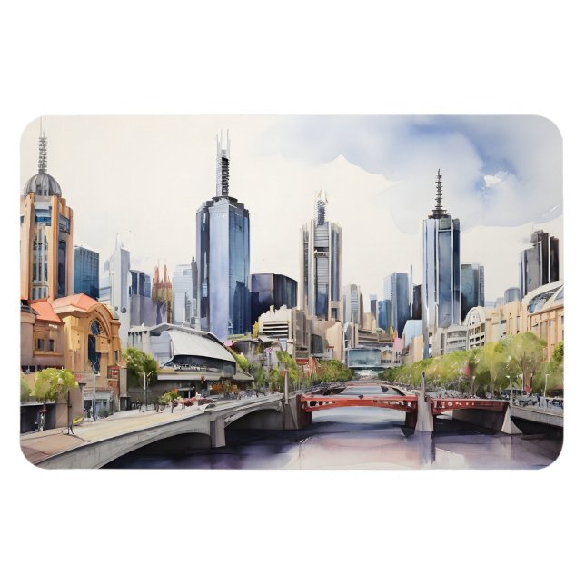 Magnet Flexible Aquarelle de Melbourne (Horizontal)