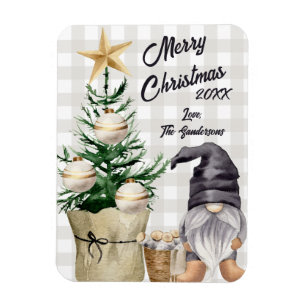 Magnet Flexible Aquarelle de Noël Joyeuse personnalisée Gnome Plai