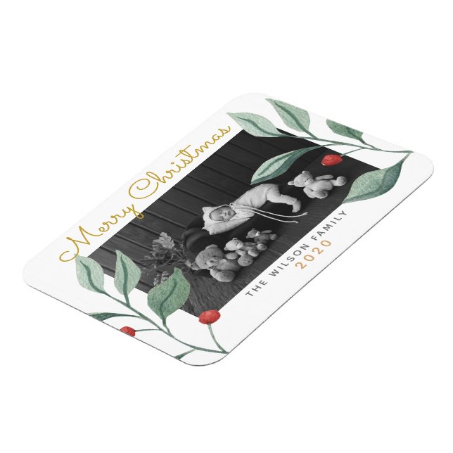 Magnet Flexible Aquarelle de Noël Verdure & Berry (Côté Gauche)