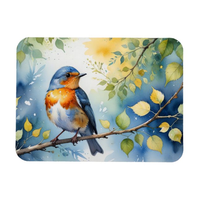 Magnet Flexible Aquarelle d'oiseau de printemps (Horizontal)