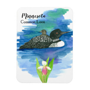 Magnet Flexible Aquarelle d'oiseaux de la sauvagine du Lon commun