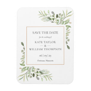 Magnet Flexible Aquarelle d'or La verdure sauvez la date