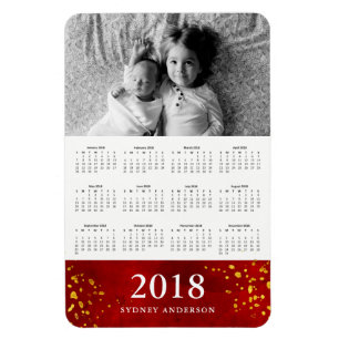 Magnet Flexible Aquarelle et or rouges   2018 calendriers de photo