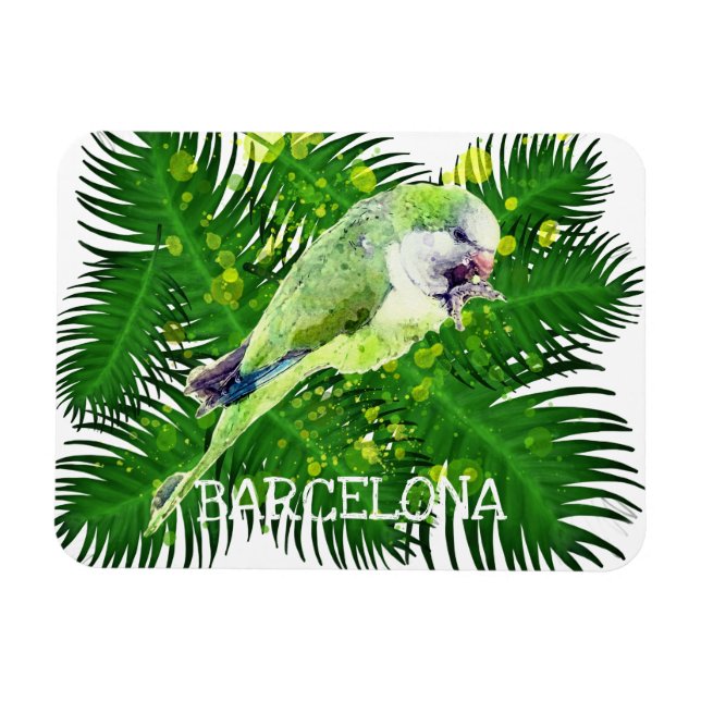 Magnet Flexible Aquarelle feuille de perroquet et de palmier vert (Horizontal)