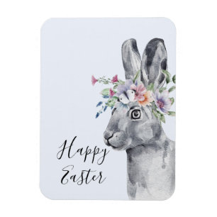 Magnet Flexible Aquarelle Fleur Couronne Bunny Pâques