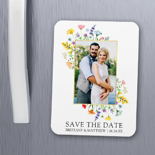 Magnet Flexible Aquarelle Fleur sauvage photo Enregistrer la date