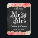Magnet Flexible Aquarelle florale Aimant Mariage<br><div class="desc">Cet aimant adorable, chic et floral à l'aquarelle pour mariage est une façon branchée pour vos invités de se souvenir de votre jour de mariage spécial. Customisez facilement cet aimant mariage moderne de style typographie de tableau noir en utilisant le modèle donné pour changer les noms et la date. Ce...</div>