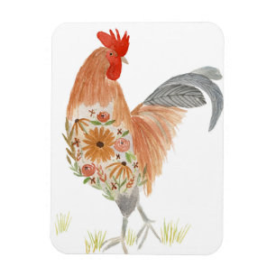 Magnet Flexible Aquarelle Florale Rooster Cute