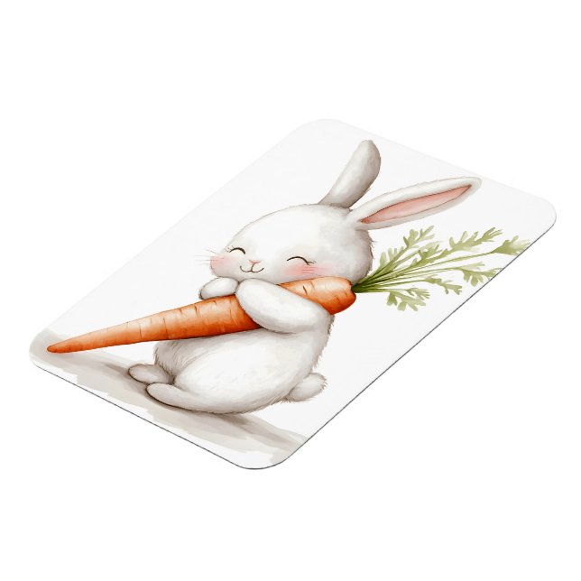 Magnet Flexible Aquarelle Fluffy Bunny Carrot Love (Côté Gauche)