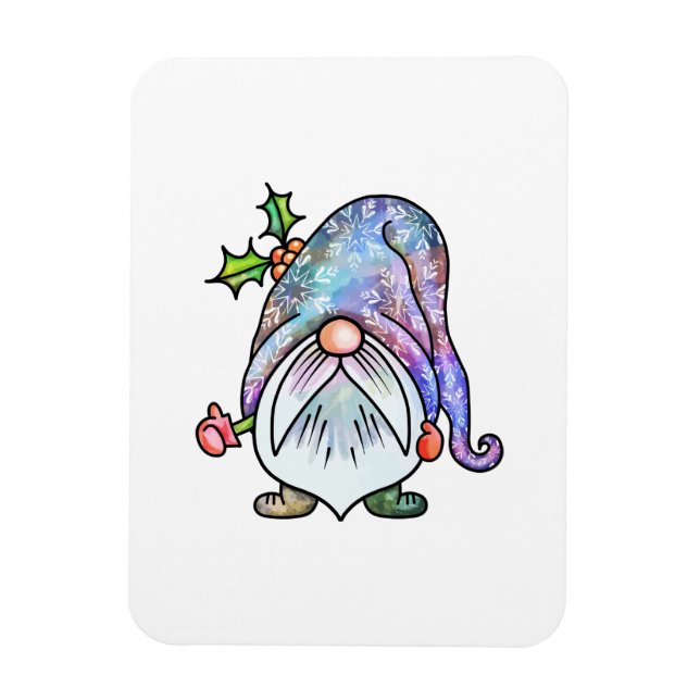 Magnet Flexible Aquarelle hiver Jardin de Noël Gnome (Vertical)